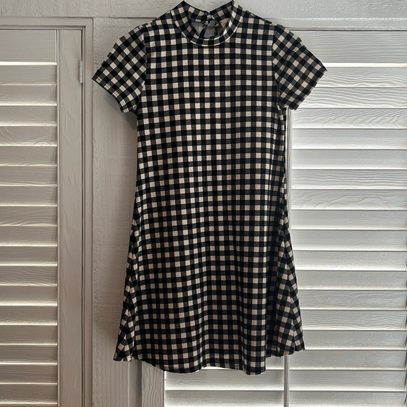 Enough about me gingham black and cream mini dress small - Picture 1 of 3